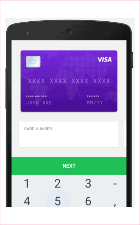 A live card widget shown in checkout design