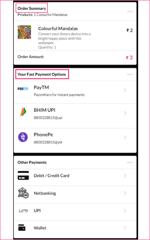 Multiple Payment Methods