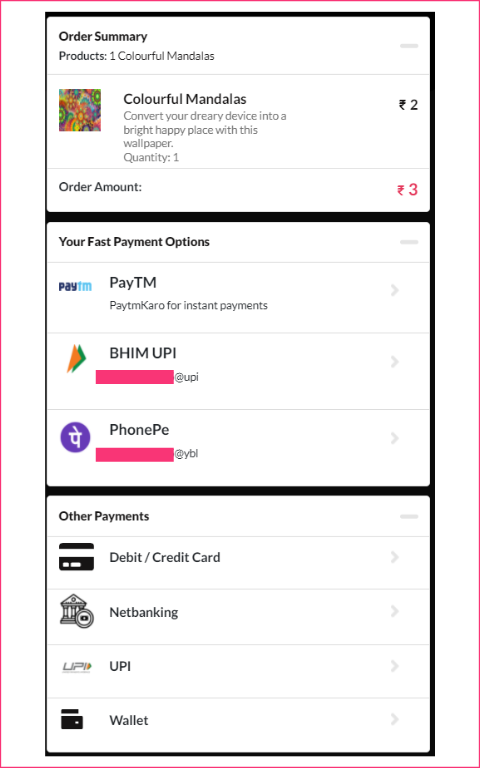 Multiple payment methods