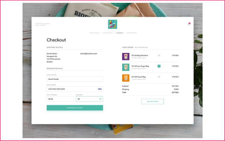 A well structured checkout form