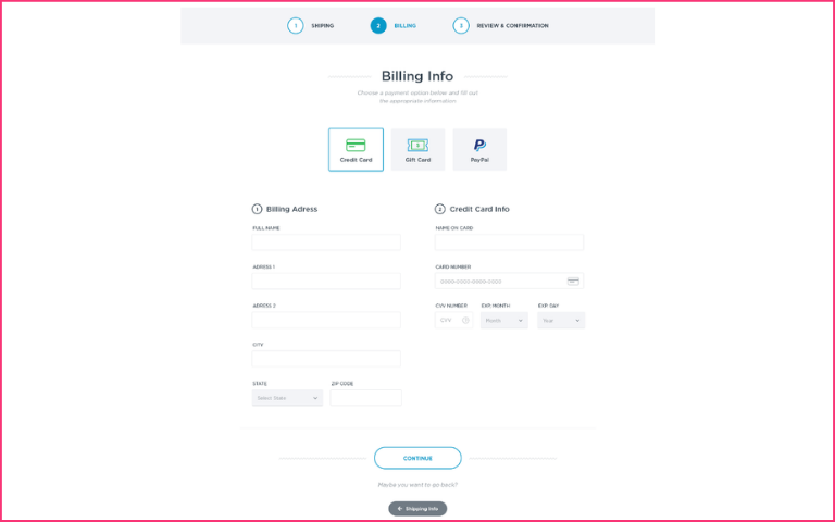 A three-step checkout process