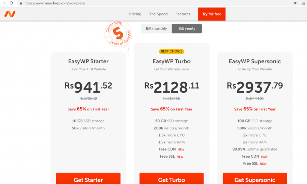 Namecheap wordpress pricing plans