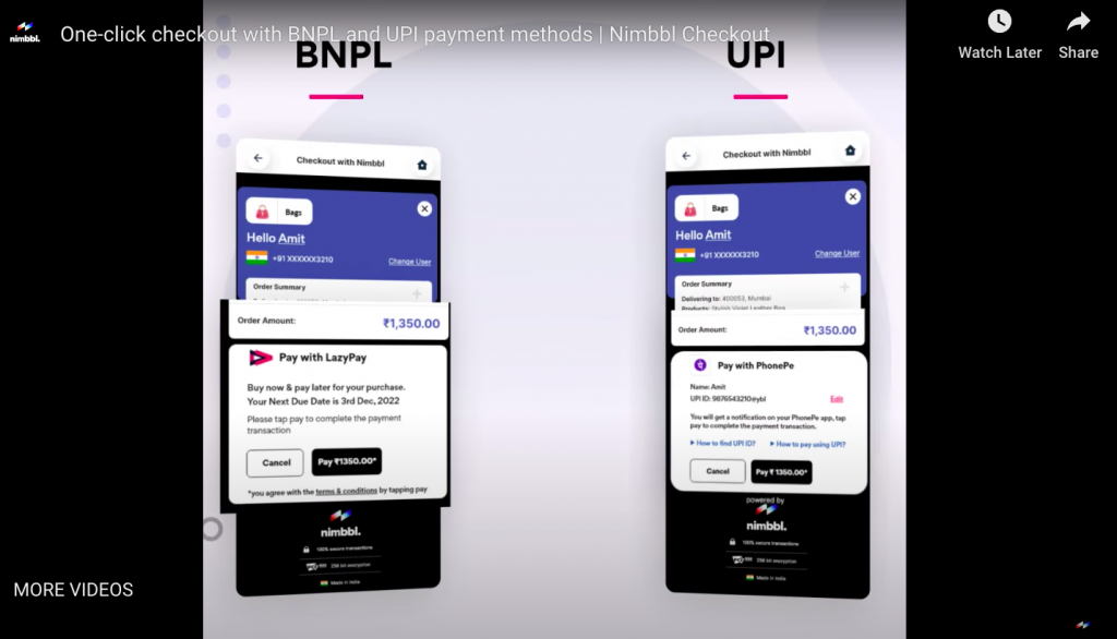 Nimbbl one-click checkout on UPI and BNPL
